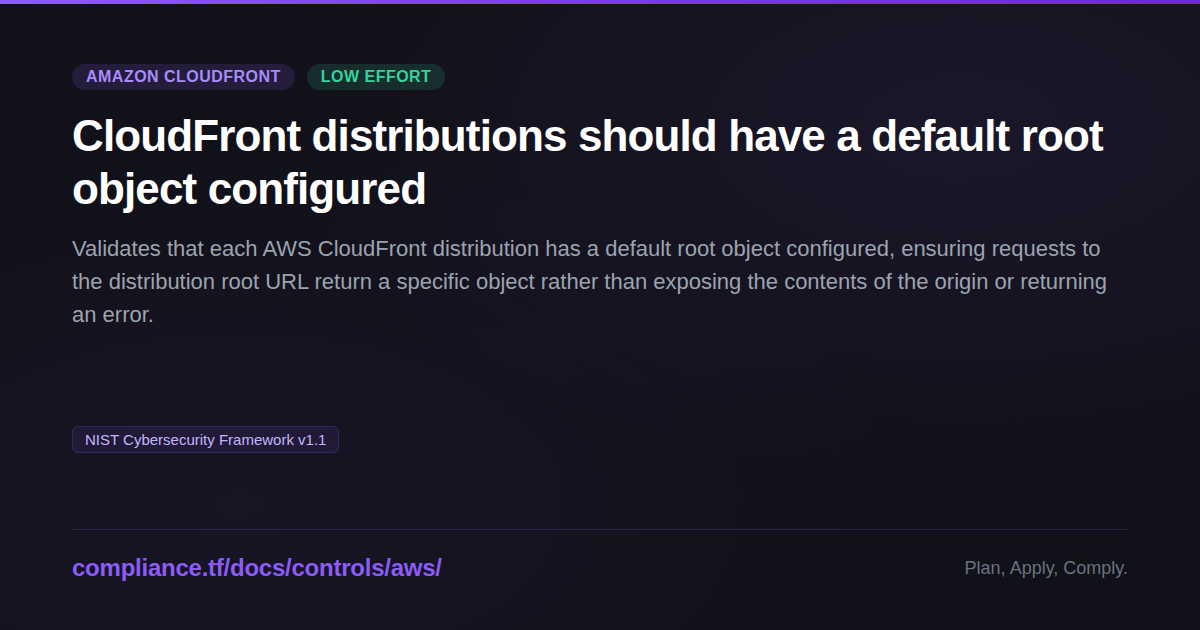 CloudFront distributions should have a default root object configured ...