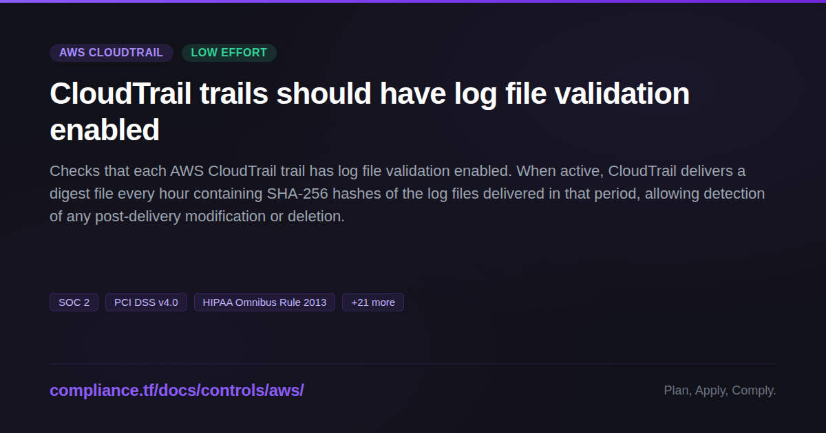 CloudTrail trails should have log file validation enabled - Compliance ...