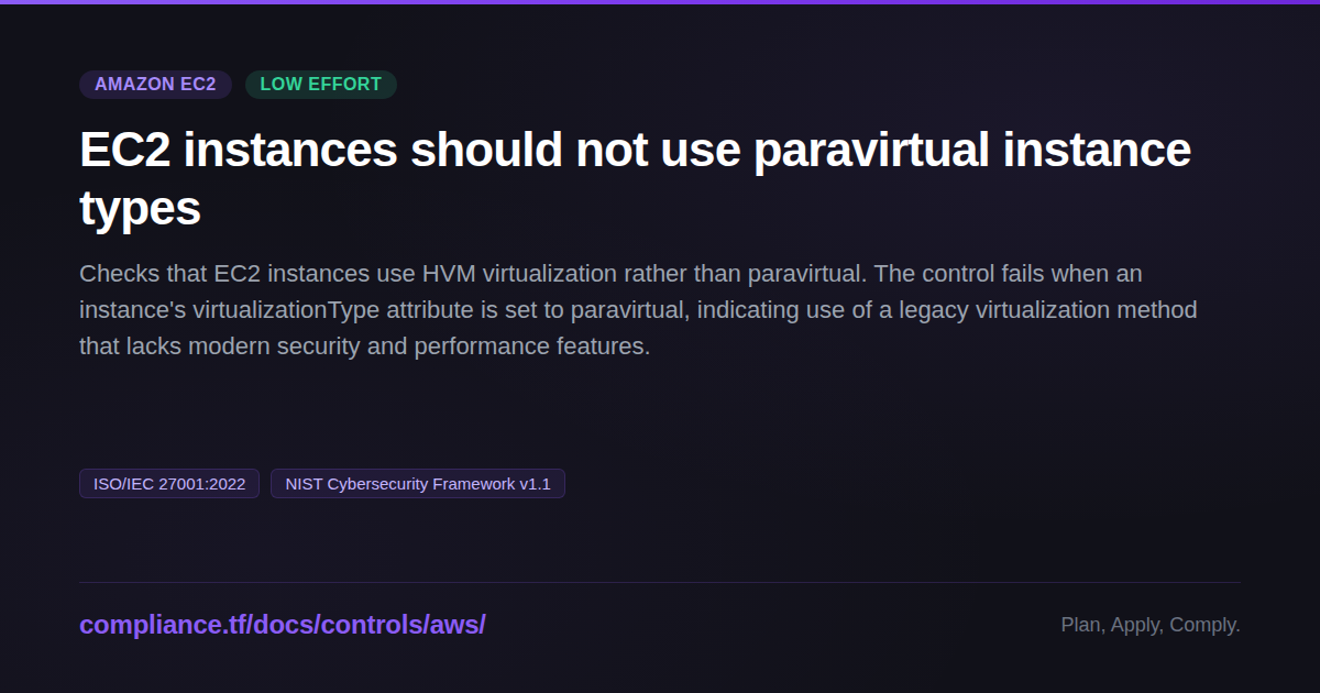 EC2 instances should not use paravirtual instance types - Compliance ...