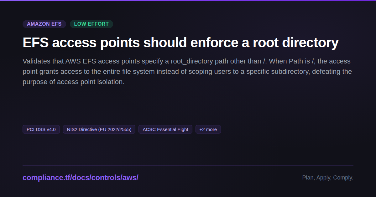 EFS access points should enforce a root directory - Compliance-Ready ...