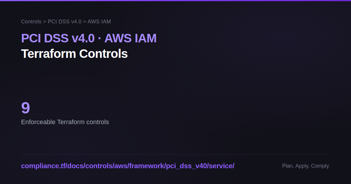 PCI DSS v4.0 — AWS IAM Controls - Compliance-Ready Terraform Modules